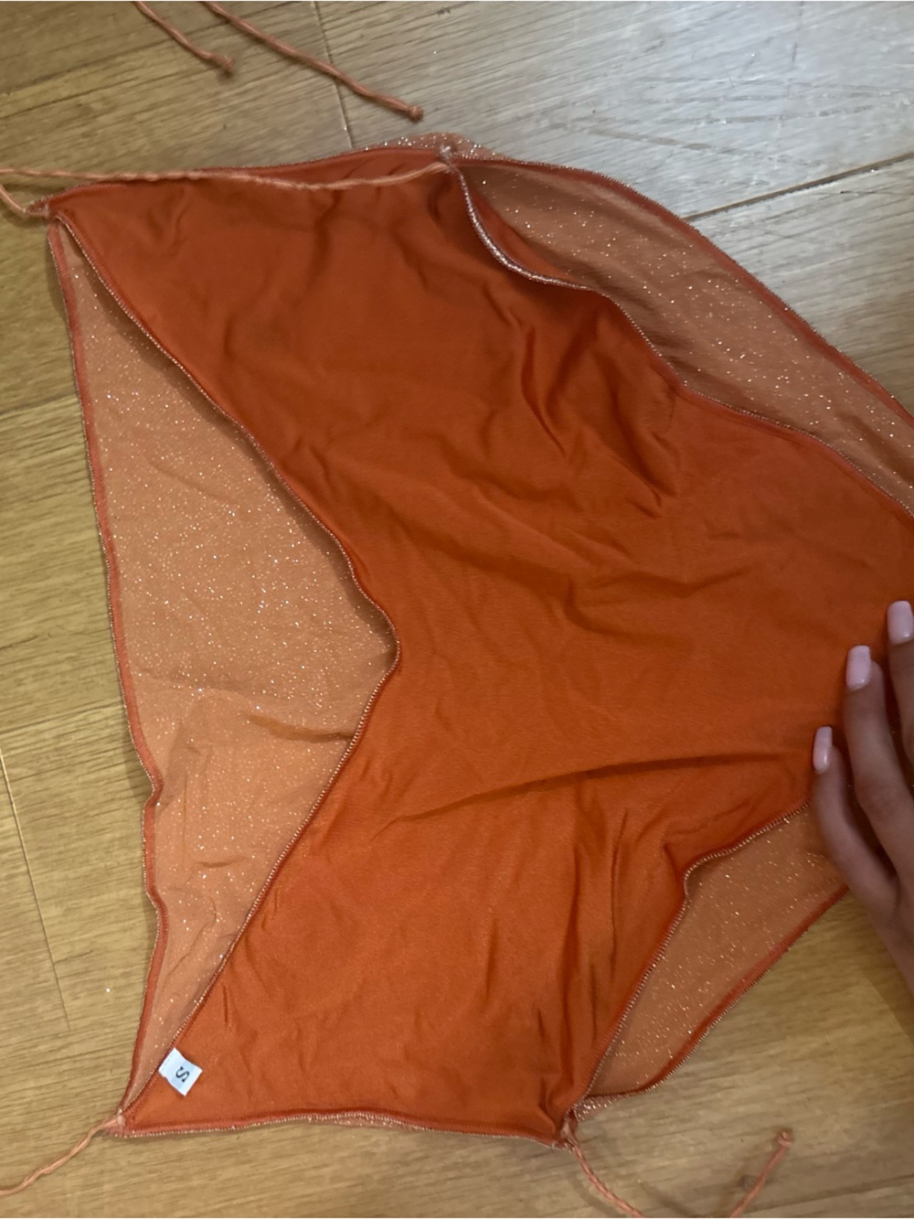Oseree Orange Sheer Sparkle Crop Top